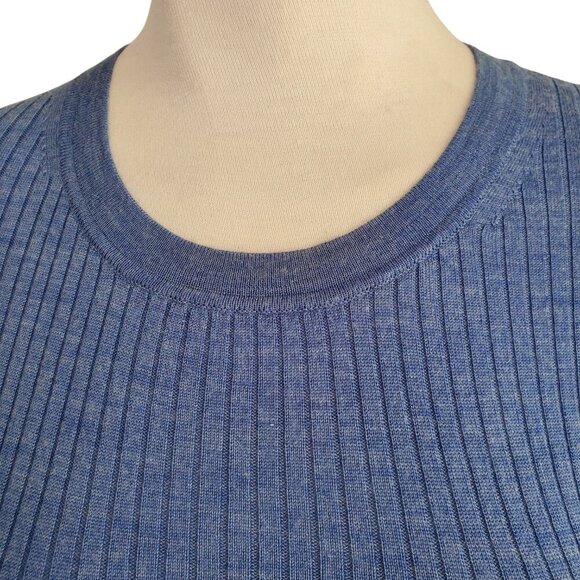 J. Crew Blue Thin Lightweight Cashmere Ribbed Sweater Great Base Layer Size M - Picture 5 of 10